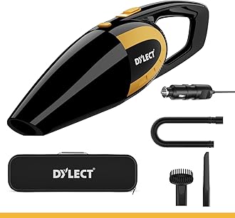 Dylect Car Vacuum Cleaner: 120W & 5500Pa Strong Suction, Washable HEPA Steel Filter, Copper Motor with Aluminium Fan, Compact & Lightweight for Dry Use, Sleek Mirror Body, 14.7ft Long Cable