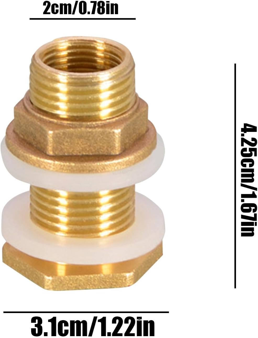 Brass Tank Fitting | Nut Water Tank Jointer Connector Copper,Solid Brass Bulkhead Tank Fitting Connector for Water Inlet & Outlet Pipe