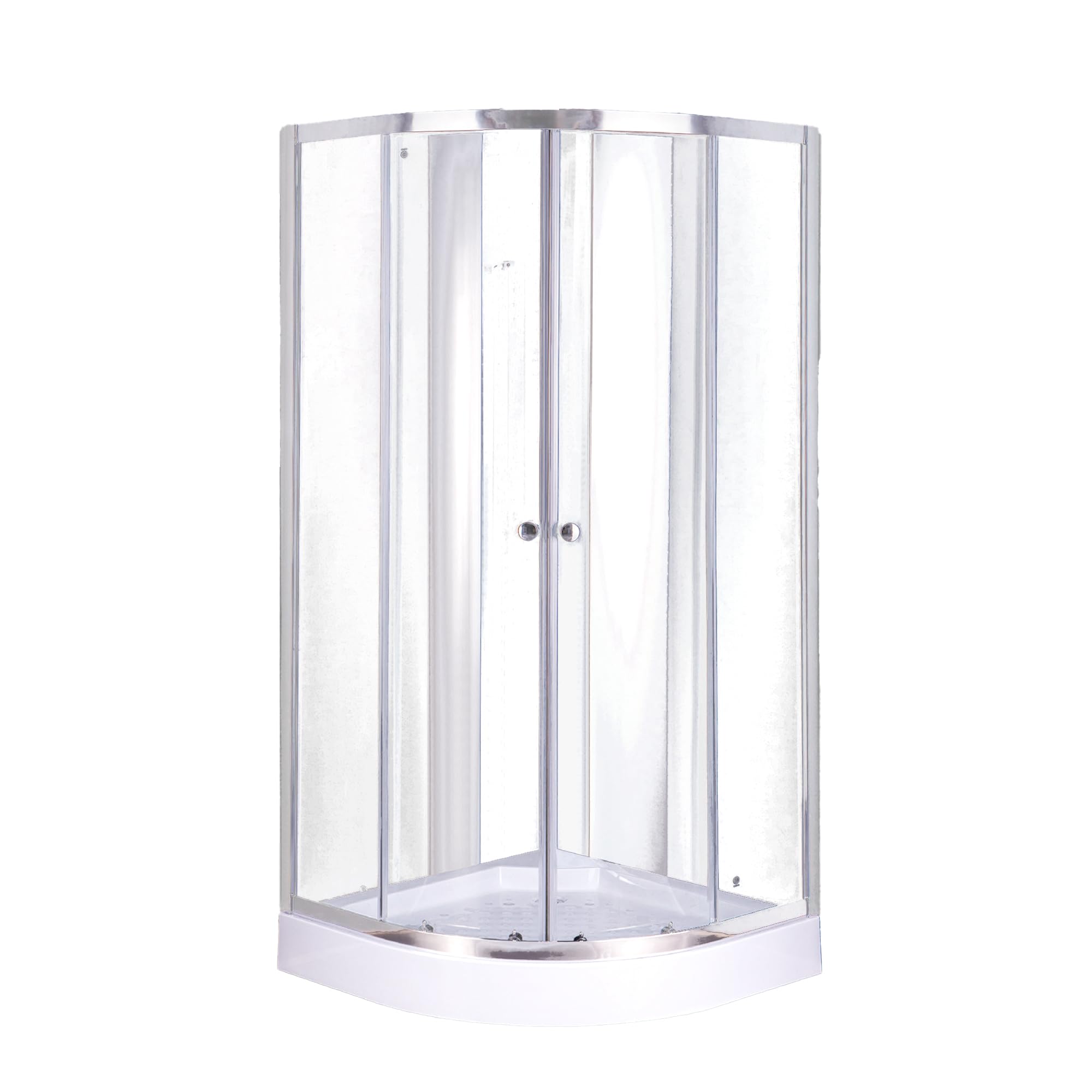 Box Doccia 80x80 cm in Cristallo Semicircolare Due Porte Rubino- Elegante e Funzionale, in Cristallo Temperato con Telaio in Alluminio Cromato, Apertura Scorrevole e Profilo di Compensazione