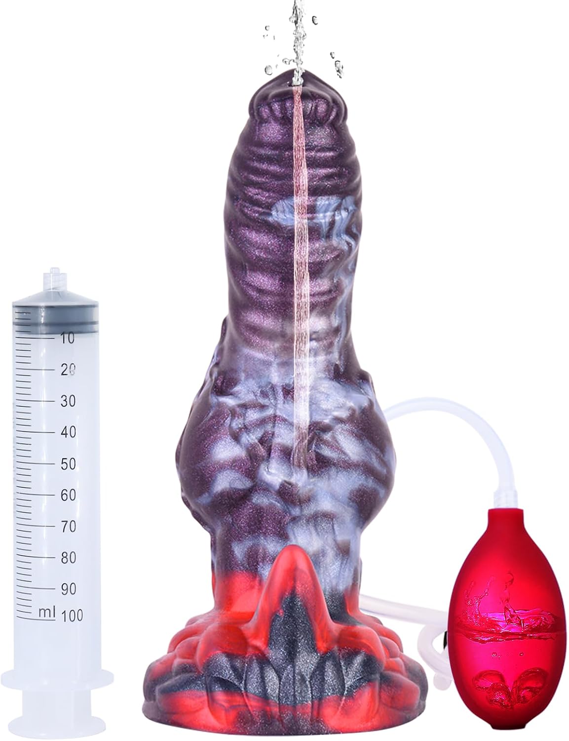 7.2 Inch Squirting Horse Clitoral G Spot Stimulation Dildo, Liquid Silicone Ejaculating Fake Penis for Women with Strong Suction Cup for Hands-Free Play (N-SDZS5174)