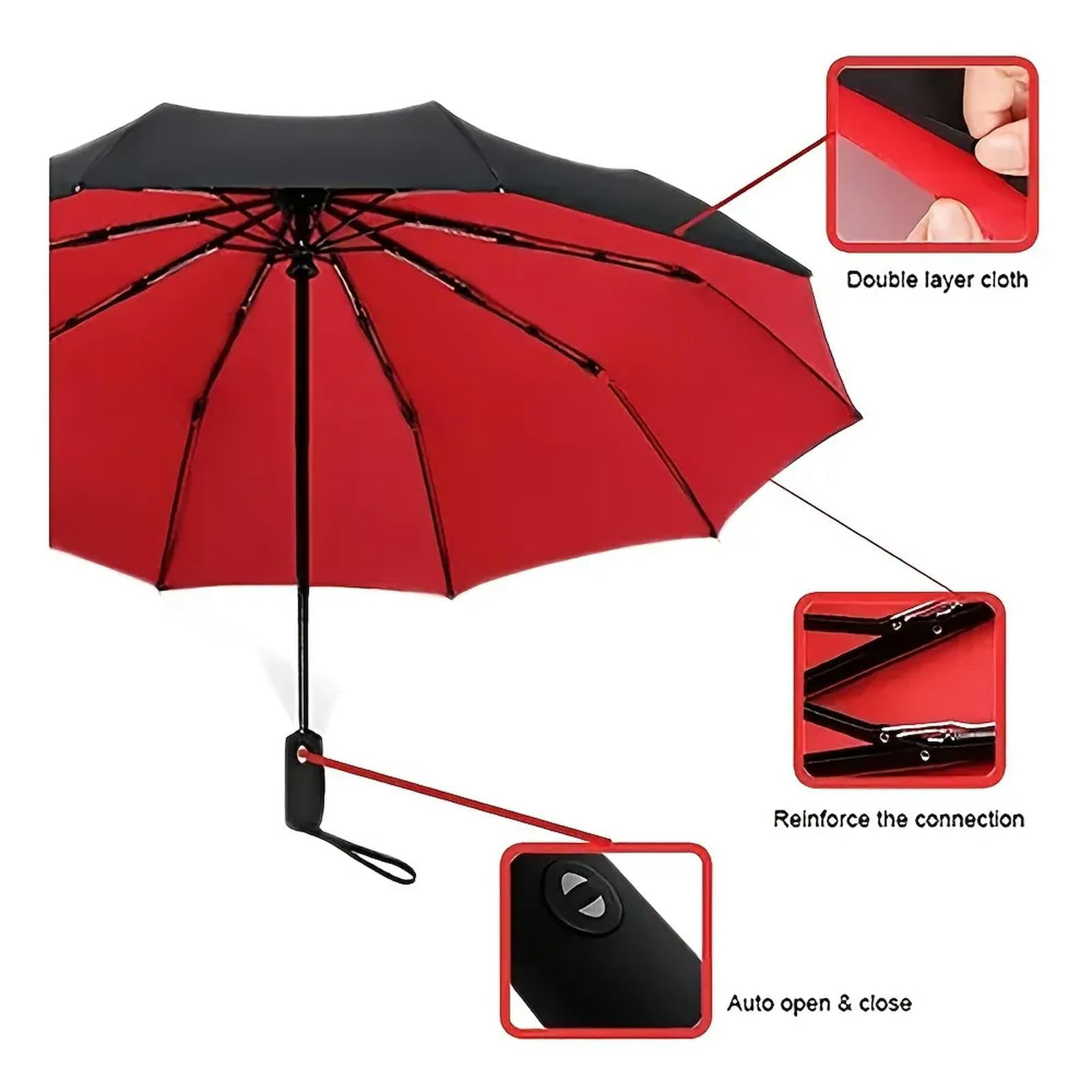 MdybF Ombrello Ombrello Automatico A Doppia Fodera Di Viaggio Antivento Ombrello Resistente Al Vento Resistente All'Albero In Acciaio Pieghevole Ombrelli Portatili Per Pioggia