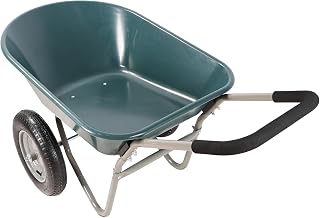 Qinazoe Dual Wheel Heavy Duty Garden Wheelbarrow Cart - 300 lbs Capacity, 2x 15" Pneumatic Tires for Lawn Yard Farm Ranch (Green)