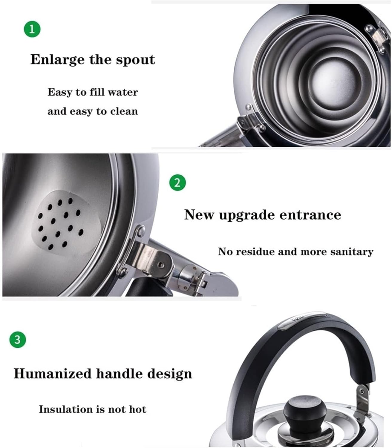 304 Stainless Steel Whistling Tea Kettle - Fast Heating Large Capacity Teapot for All Stovetops - Perfect for Boiling Water, Tea, and Coffee(3L)