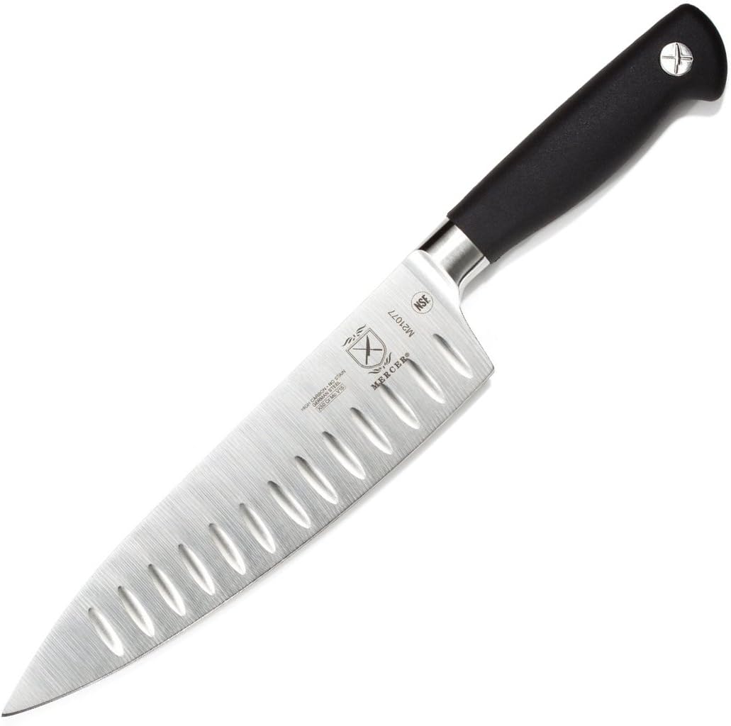 M21077 Genesis 8-Inch Granton Edge Chef's Knife,Black