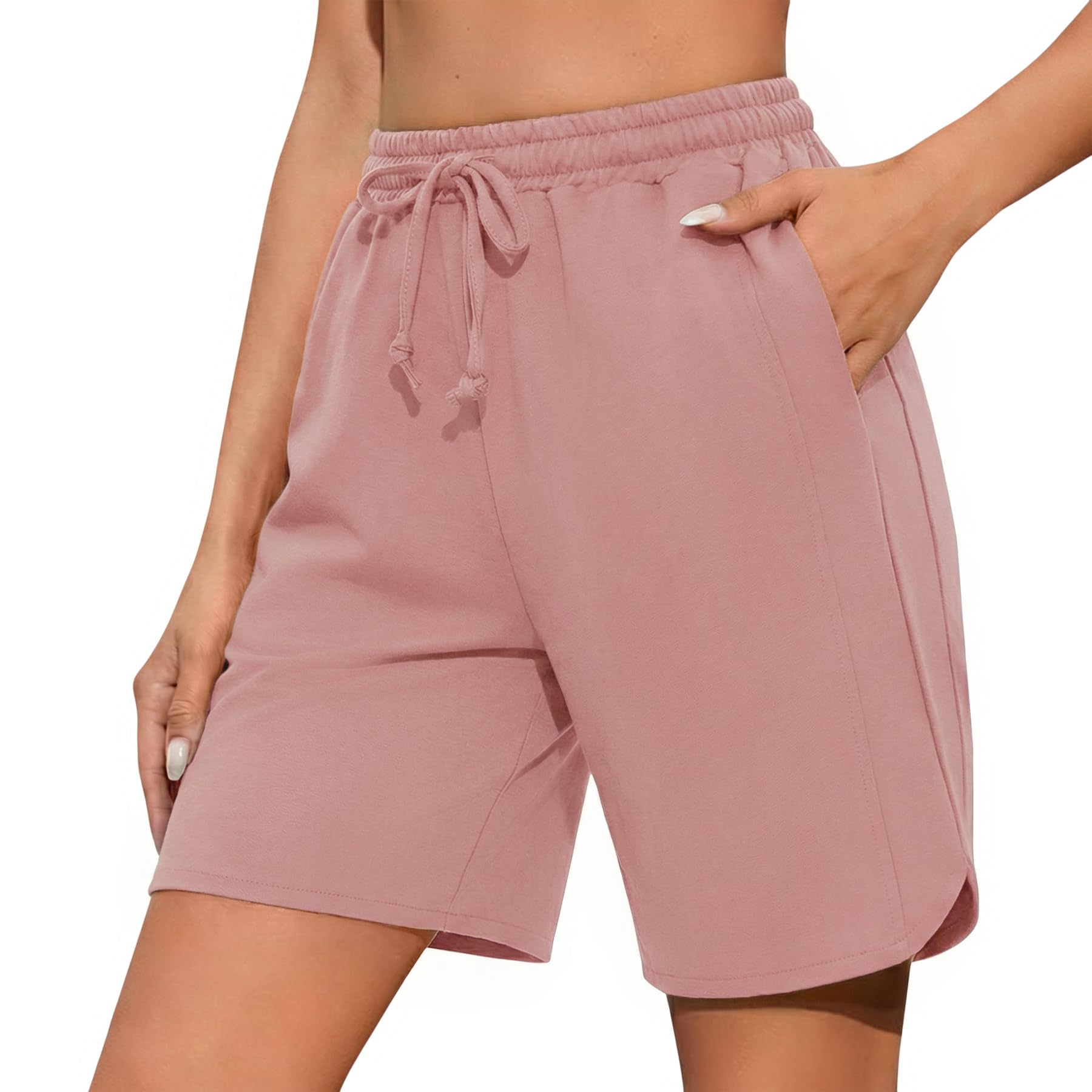 Demegimi Shorts Damen Sommer Sport Kurze Hose Baumwolle Bermuda High Waist Kurz Sporthose Jogginghose Freizeithose Sweatshorts