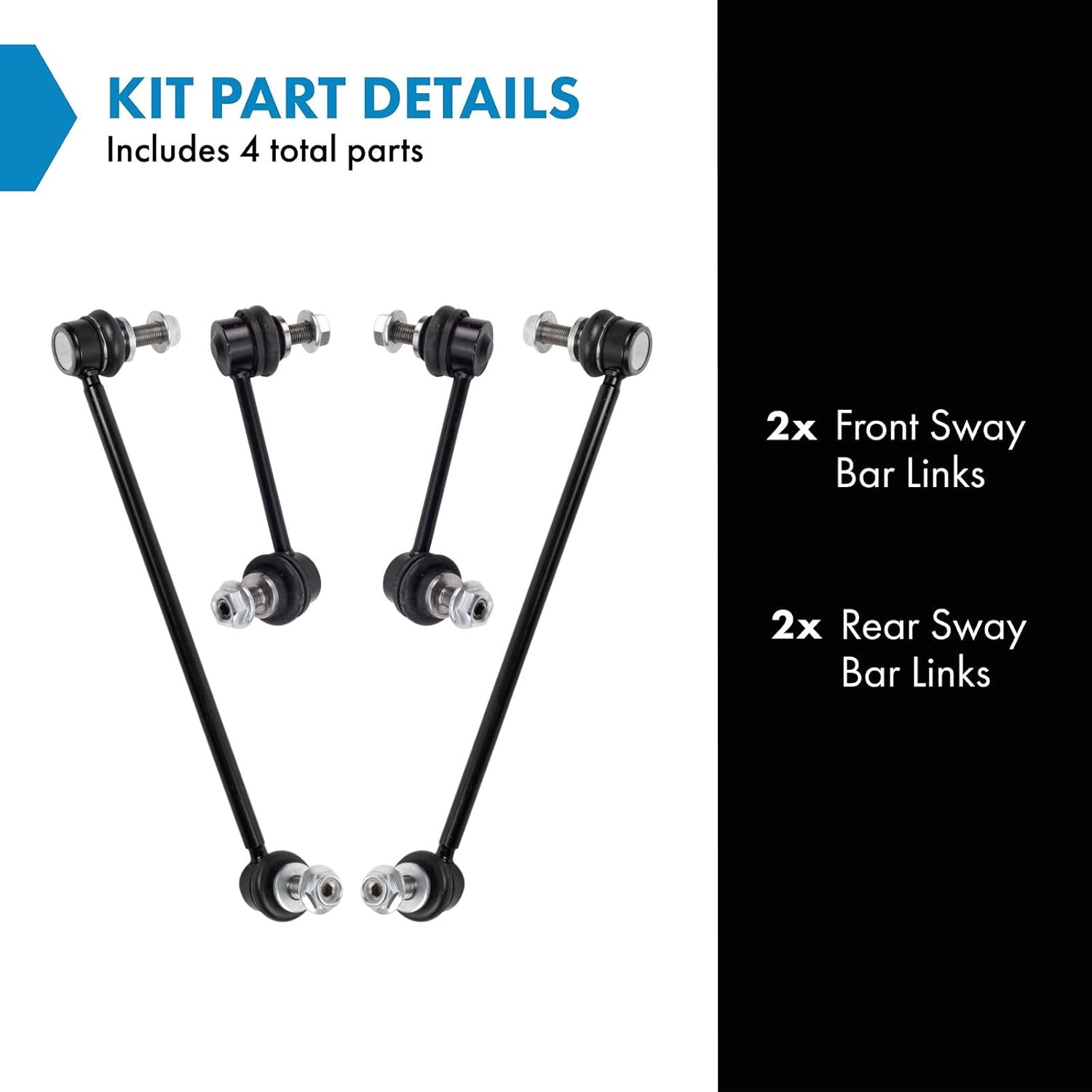 TRQ Front & Rear Sway Bar Stabilizer Link Set Compatible with 2018-2022 Subaru Crosstrek 2019-2023 Forester