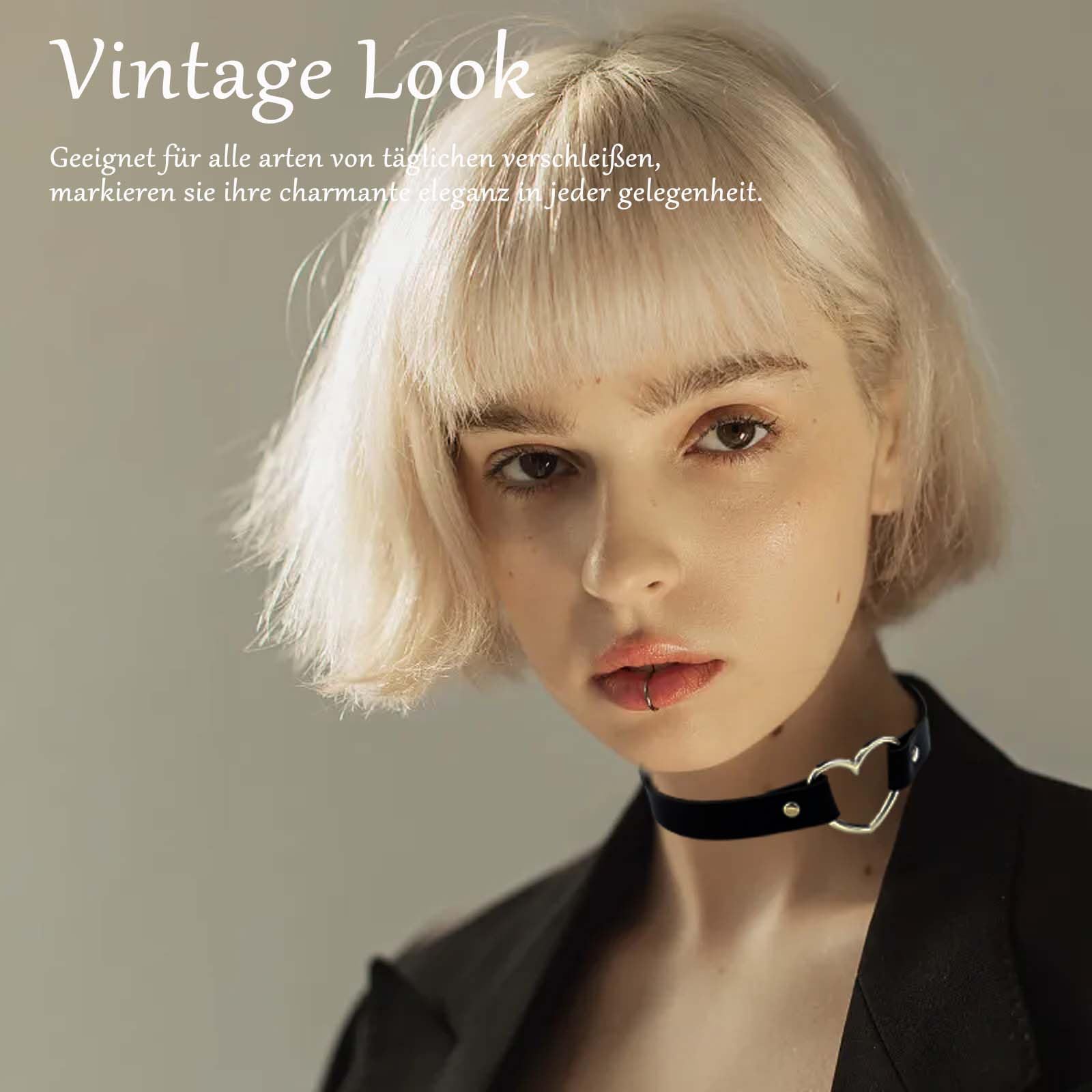 Biżuteria punkowa choker w kształcie serca, styl punk, gotycka skóra PU, naszyjnik z możliwością regulacji, elegancki naszyjnik, naszyjnik typu choker, czarny, stop z zapięciem dla kobiet i mężczyzn,