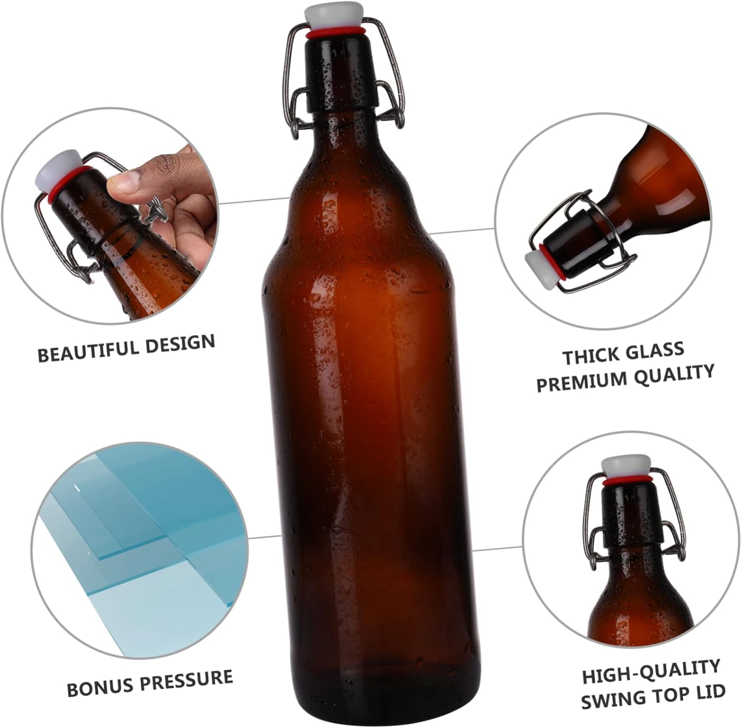 2pcs Buckle Juice Bottles Glass Beer Bottle Enzyme Storage Sealed Storage Container