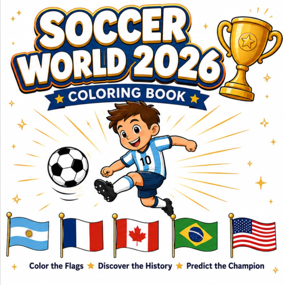 SOCCER WORLD 2026: Color the Flags, Discover the History and Predict the Champion