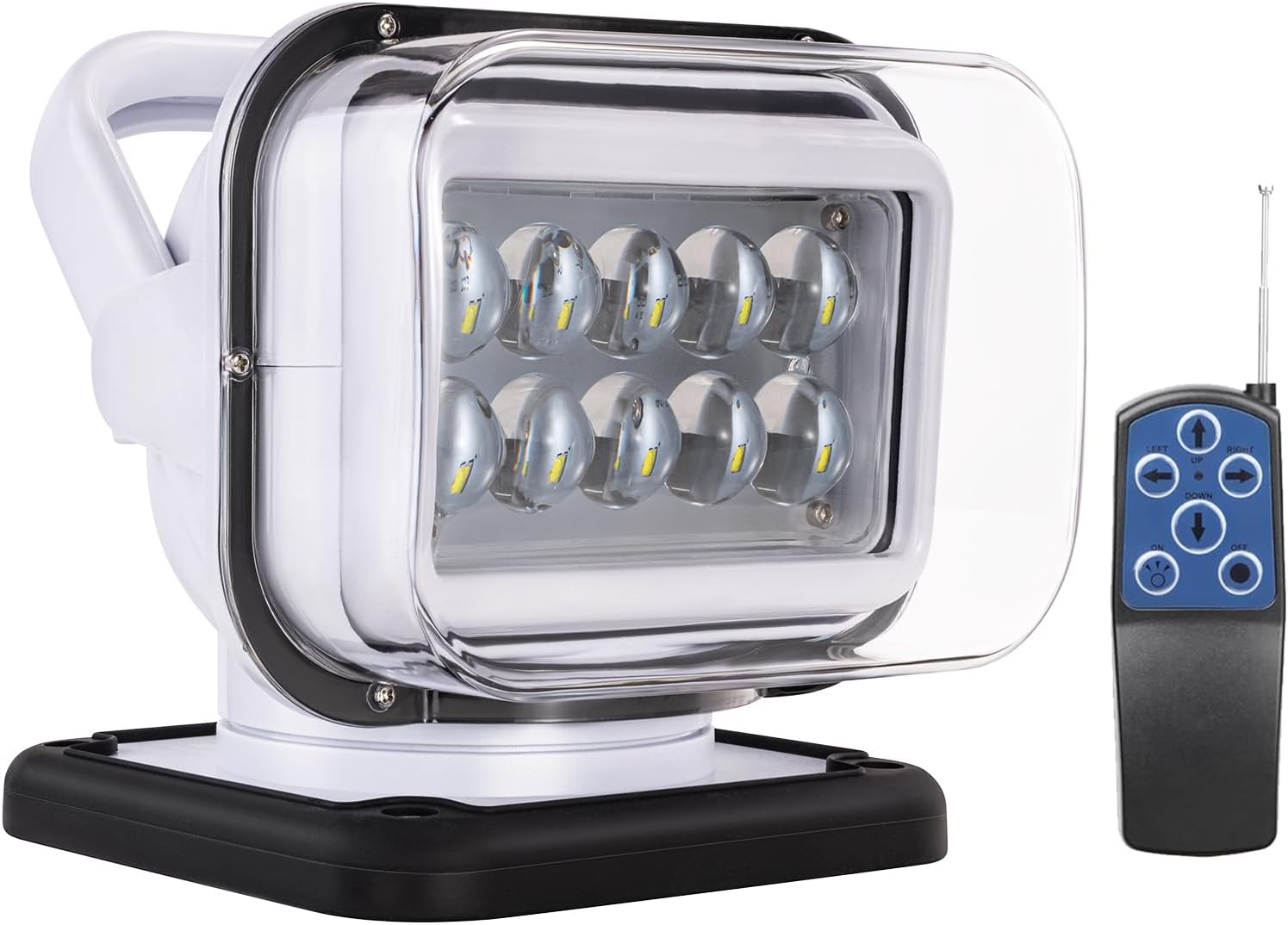 Niceky LED Spotlight for Truck,Remote LED Search Light Auto-Reset 360 Rotating Boat Spot Light for Hunting Marine Offroad Pickup SUV UTV Go Outdoor,6 Strong Magnets 50W 5000lm 12V 24V (White)