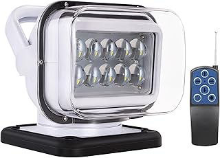Niceky LED Spotlight for Truck,Remote LED Search Light Auto-Reset 360 Rotating Boat Spot Light for Marine Offroad Pickup SUV UTV Hunting Go Outdoor,6 Strong Magnets 50W 5000lm 12V 24V (White)