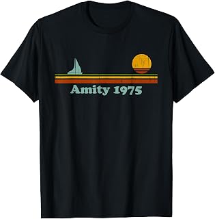 Vintage Amity 1975 Sunset Retro - Sailboat Sunrise Summer T-Shirt