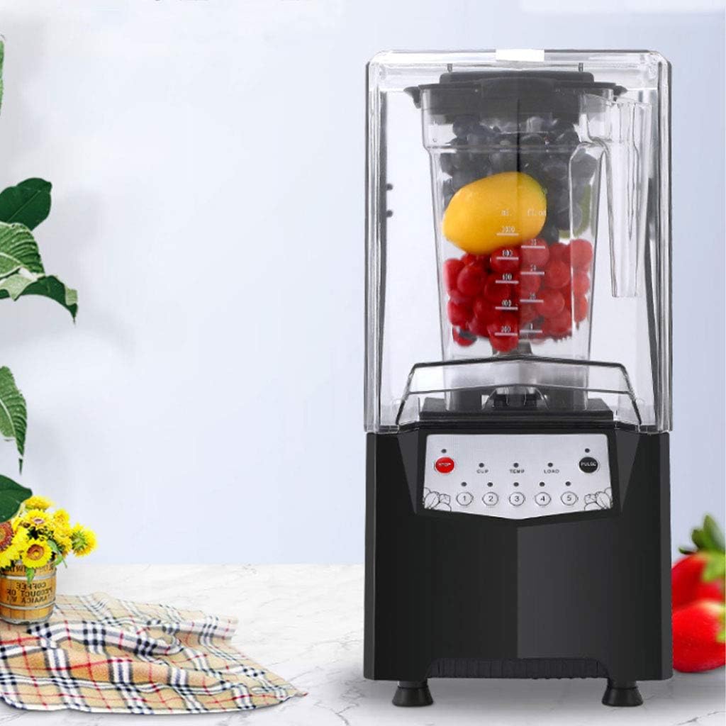Commercial Smoothie Machine High Horsepower with Cover Ice Crusher Silent Juice Machine 220V Soundproof Ice Breaker Ice Blasting Machine Milk Tea Shop Available Food Grade PC Cup 1000ML 1000W