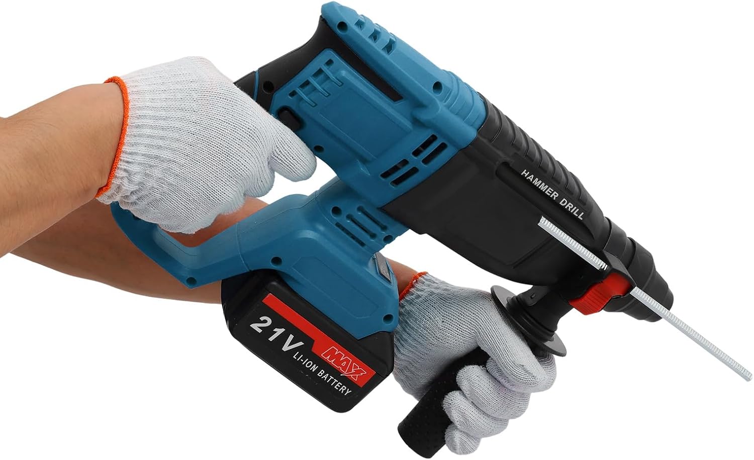 Cordless Rotary Hammer Drill, Rotary Hammer Drill, Brushless Motor, Battery & Charger Included, for Concrete/Masonry/Wood/Metal (Blue)