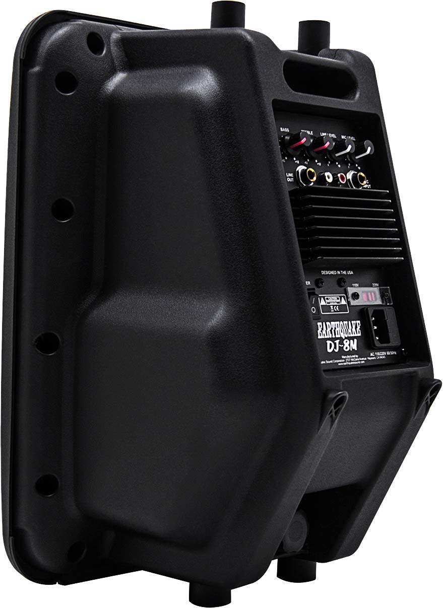 EARTHQUAKE Sound DJ-8M Powered 8-inch 2-Way PA Speaker - 480W, Built-in Amp, Mic Input, Single Monitor (Black)
