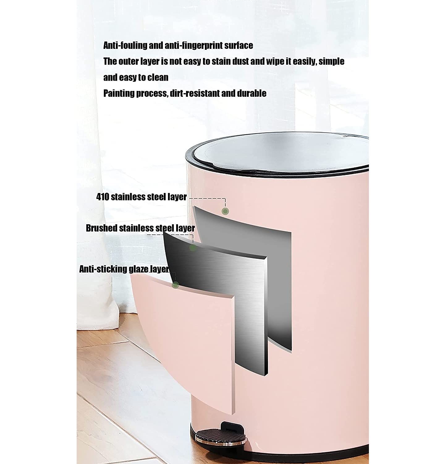 Mülleimer, kleiner Treteimer, Abfallbehälter Mülleimer 8L Treteimer Mit Deckel for Badezimmer Toilette Schlafzimmer Mülleimer Mülleimer(B)
