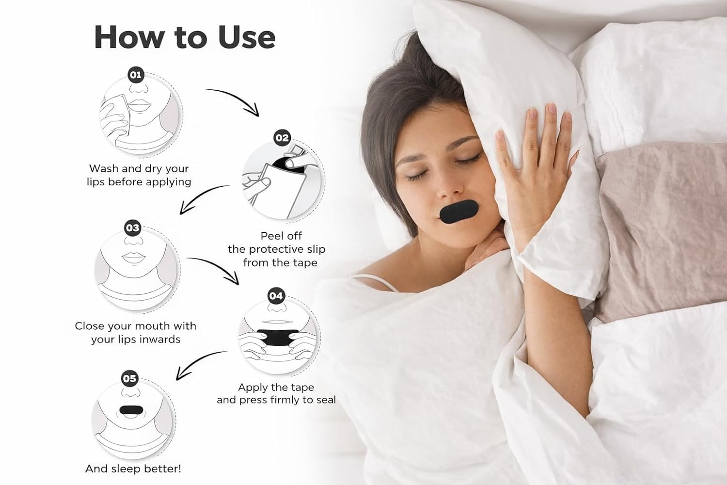 iYOGIzz 30 Pcs Sleep Strips Mouth Tape for Sleeping – Anti-Snoring Mouth Strips for Nose Breathing, Snore Reduction & Deep Sleep | Gentle Hypoallergenic Adhesive for Kids & Adults 2