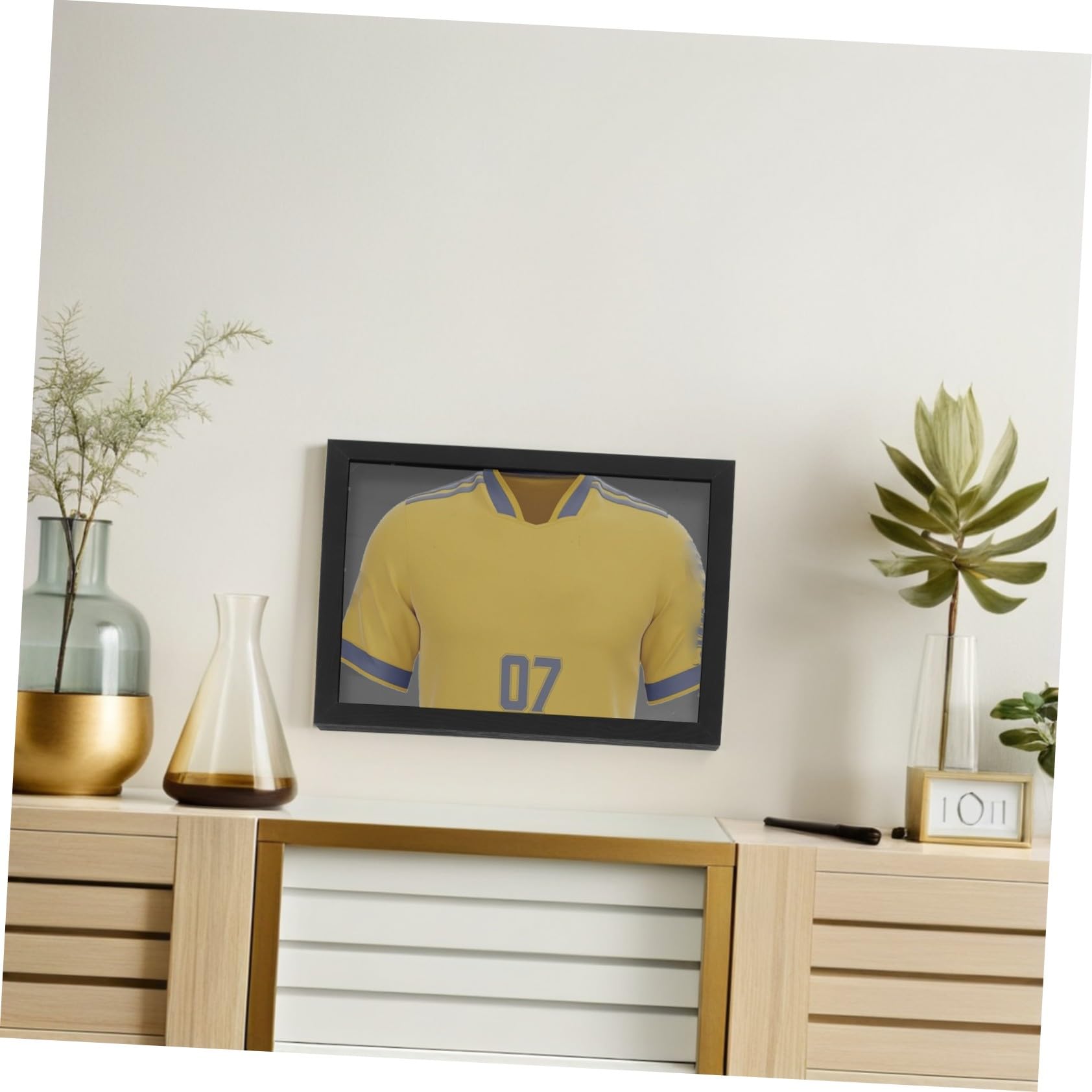 Cabilock Marco de Camiseta de Fútbol Negro 14x18 Pulgadas de Madera