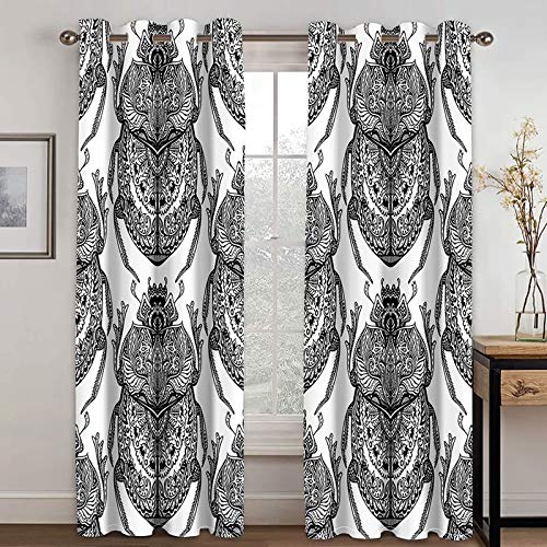 Rideau occultant thermique 137x160cm isolant imprimé noir blanc