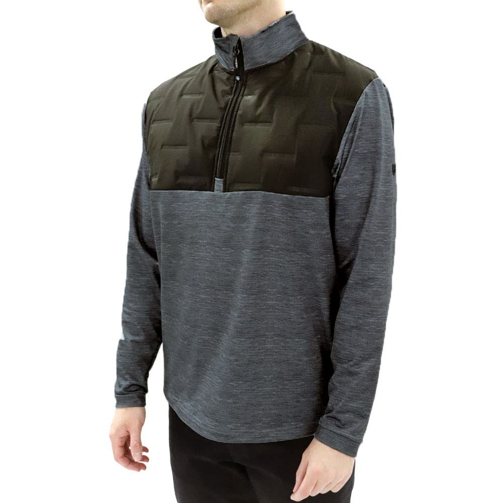 Island GREEN Mens Zip Neck Top Layer Sweater - Charcoal Marl/Black - M