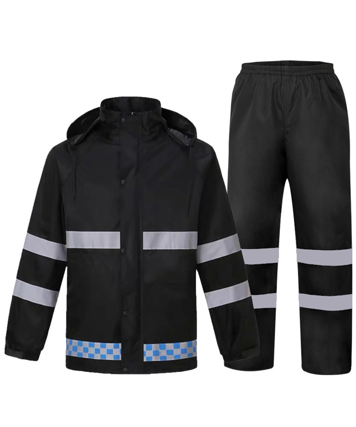 Herren Regenanzug Wasserdicht Anzug Outdoor Anti-Sturm Atmungsaktiv Regenbekleidung Ultra-Lite Erwachsenen Arbeit Regenmantel mit Kapuze und Regenhose Schwere Wasserdichte Jacke