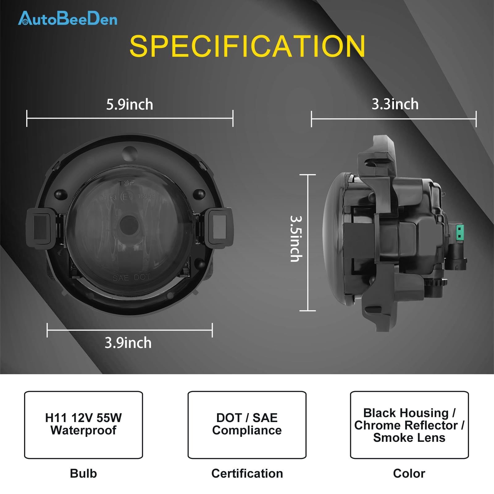 Fog Lights compatible with Nissan Xterra 2005-2015, Nissan Frontier 2010-2019, with Plastic Bumper Only, 1 Pair Fog Lamps, 26150EA025 NI2590102 (Smoke)
