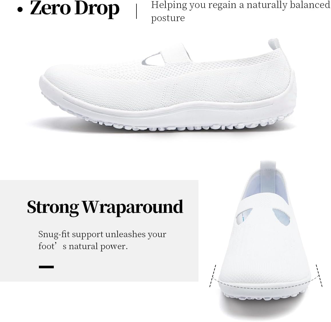 DLWKIPV Womens Slip-On Barefoot Flats Wide Toe Box Casual Sneakers Minimalist Walking Shoes Non Slip All Season
