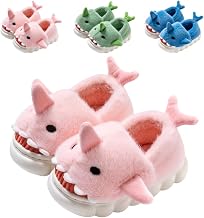 DRECAGE Slippers for Girls Boys Winter Slippers Plush Non-Slip Indoor Slippers Shark Drawings | Peluche Antideslizante, Zapatillas de Interior de Tiburón Dibujos, Azul
