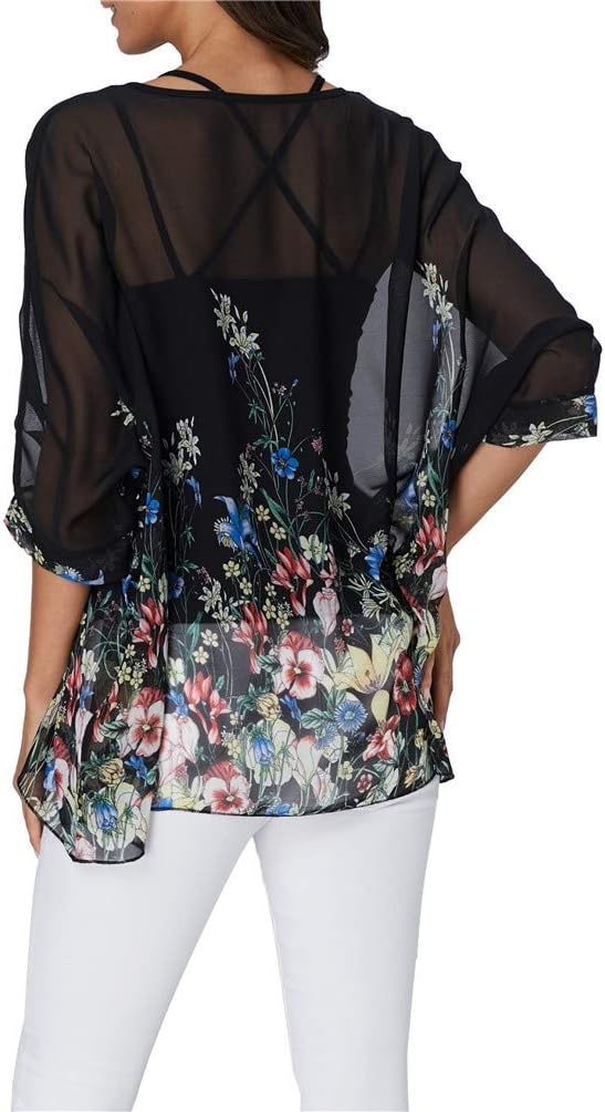 Nicetage Boho Top Sheer Dressy Blouse Chiffon Blouses for Women Sheer Poncho Flowy Batwing Tops Cruise Wear - Image 5