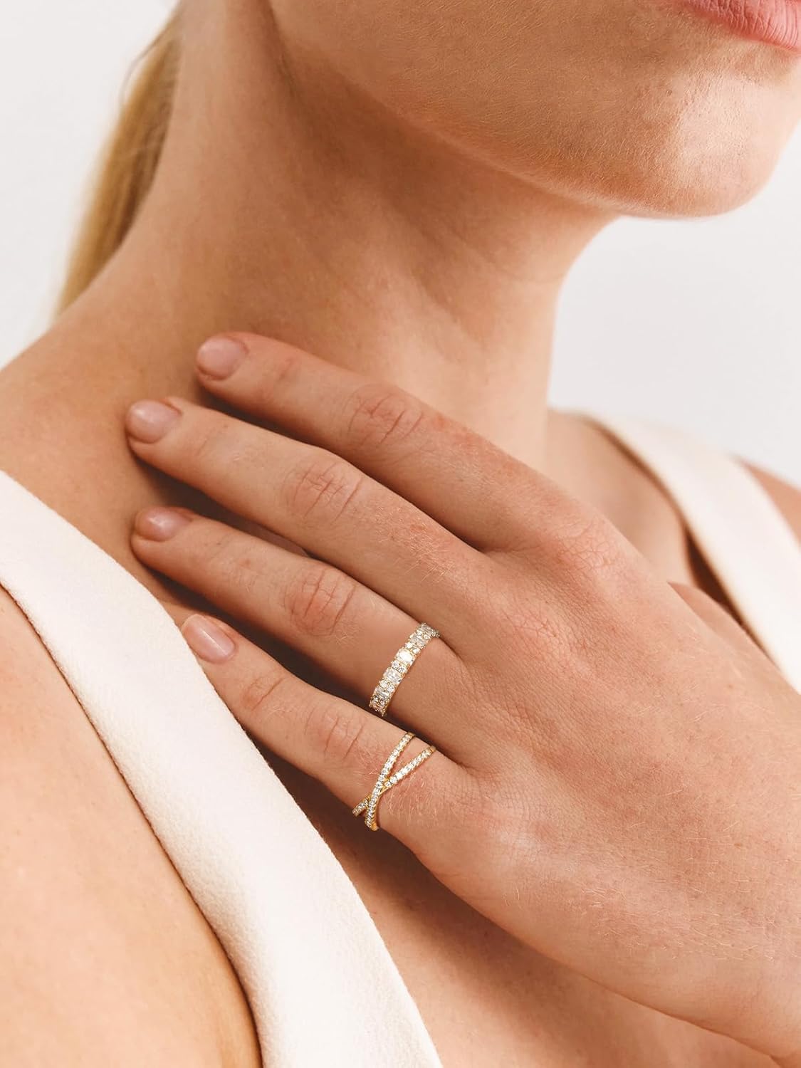 Men's Wedding Band with Diamonds, Bezel/Emerald Cut D Color Moissanite Engagement Ring Silver Gold Multirow Cocktail Rings Birthday Valentines Jewelry for Lover Husband Wife