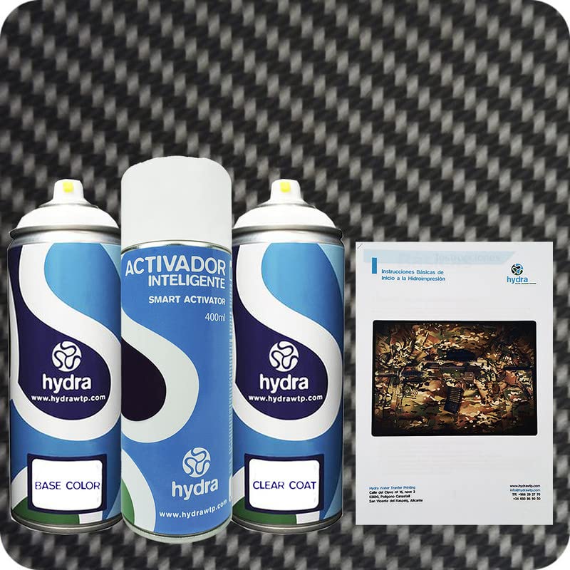 STARTER Kit Cubicatura Kit: Attivatore Spray 400 ml + colore di fondo + vernice + manuale di istruzioni+ pellicola cubicatura carbonio. Larghezza: 50 cm. Lunghezza: 100 cm (HFC-002)