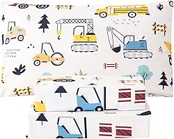 WINLIFE Jogo de cama infantil completo de microfibra macia com estampa de carro de 4 peças - bolso profundo - ajuste fácil - resistente a amassados e aconchegantes para crianças, meninos, meninas e