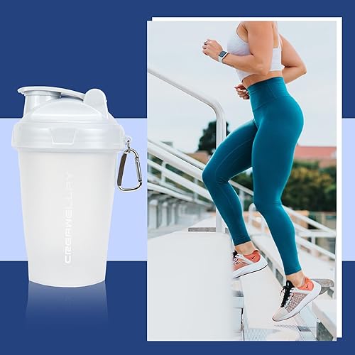 Miniatura 9 de Paquete de 2 botellas agitadoras para mezclas de proteínas, botella pequeña de 17 onzas con asa, tazas agitadoras de gimnasio con bola mezcladora