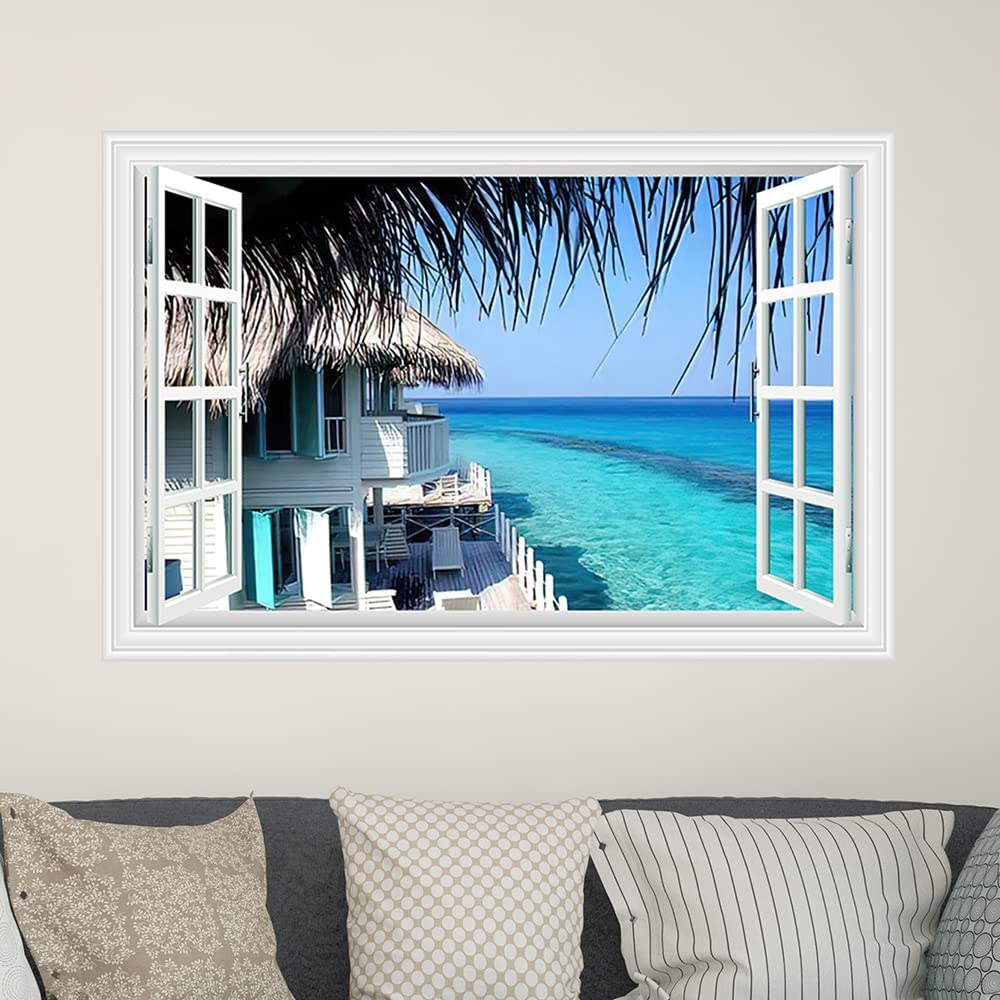 Amazon.co.jp: Condessacity ウォールステッカー 窓 絵画風 壁紙