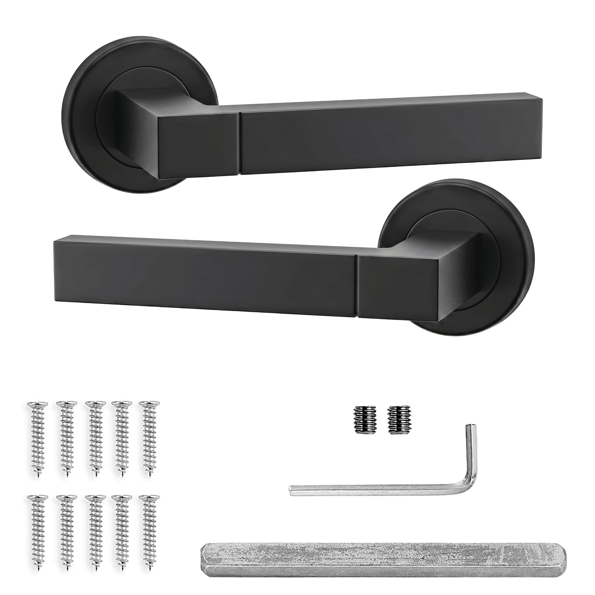 B&Q - DecoranddecorInternal Door HandlesBlack Door Handle SetDoor Lever HandlesPair Of HandlesLumina Range