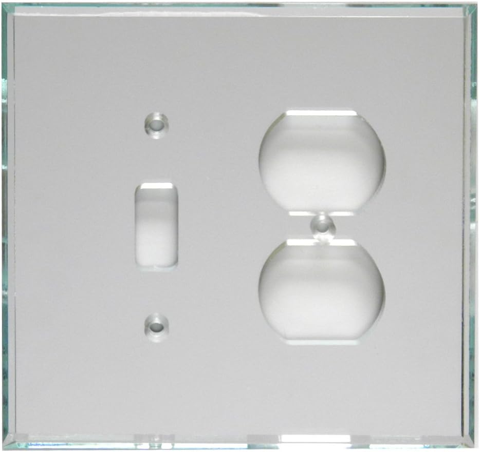 GlassAlike® Single Duplex/Plug | Premium 3/16" Thick Acrylic Mirror Wall Plate Cover with Gasket/Frame for Flush Mount | Oversized 3-7/16"x 5¼" | Looks Like Glass Mirror Only Better