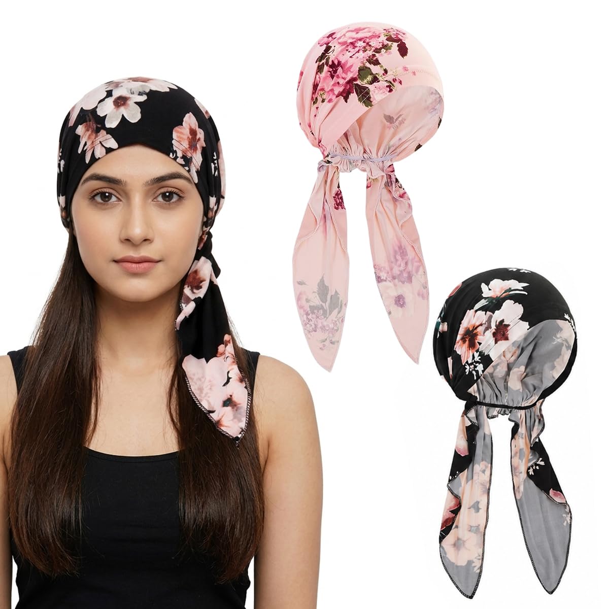 SANNIDHI® Head Scarf Chemo Caps for Women Headwear Pre-Tied Headwraps Bandana Turban Beanie Hat for Women Daily Casual or Party-picture-24