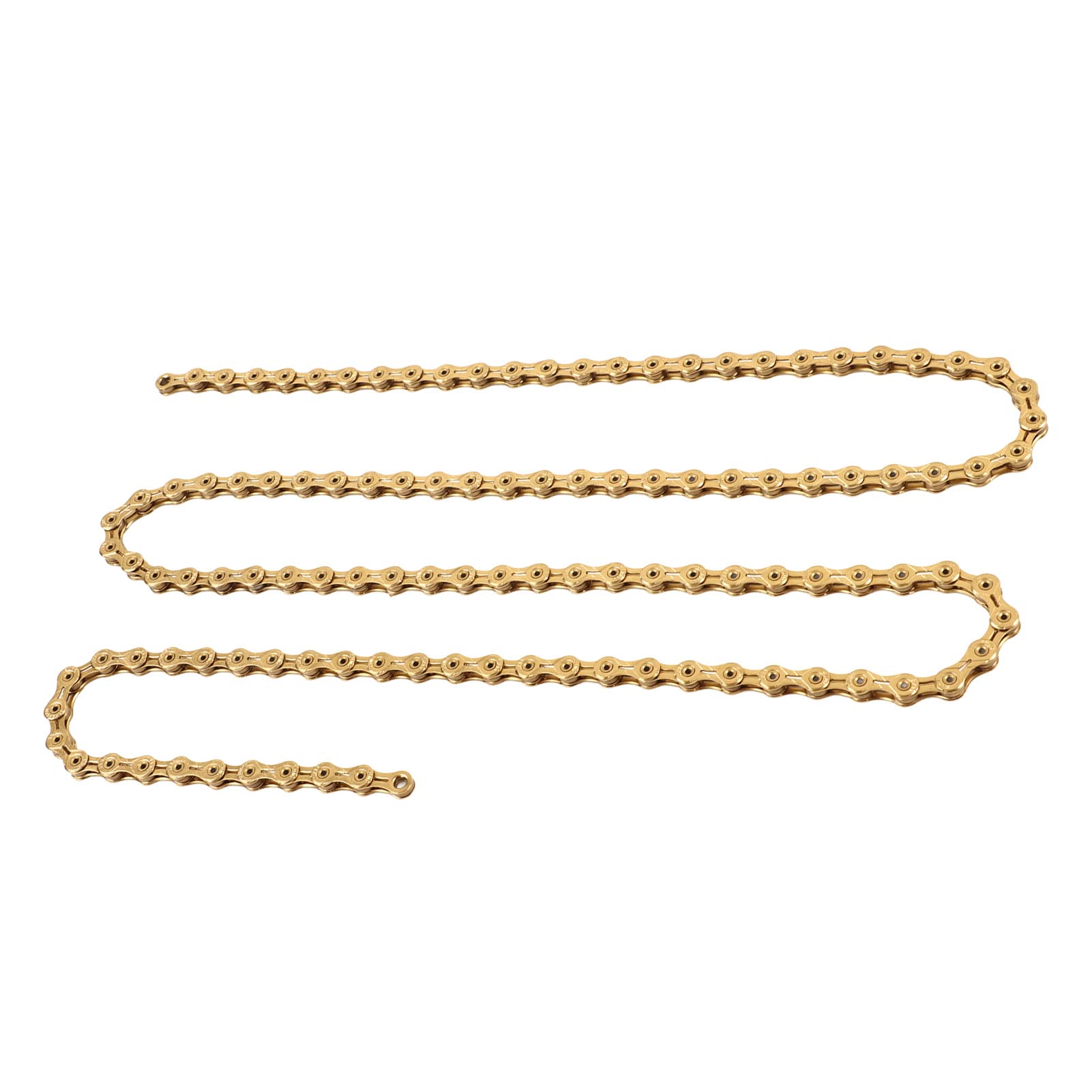 Cadena de Bicicleta de Titanio Dorado 11 Velocidades, Fuerte y Resistente para Bicicleta Carretera Montaña, Conducción Larga Distancia, Acero con Alto Contenido Carbono