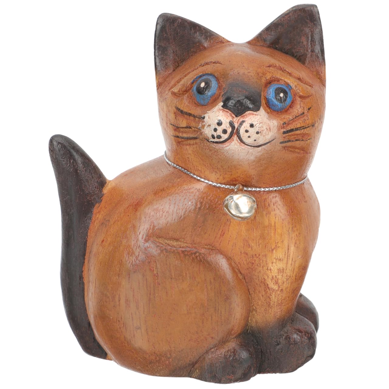 Wooden Carving Cat Figurine for Home Decor Cute Kitten Ornaments for Living Bedroom Boys and Girls Wood Animal Statue Ornament