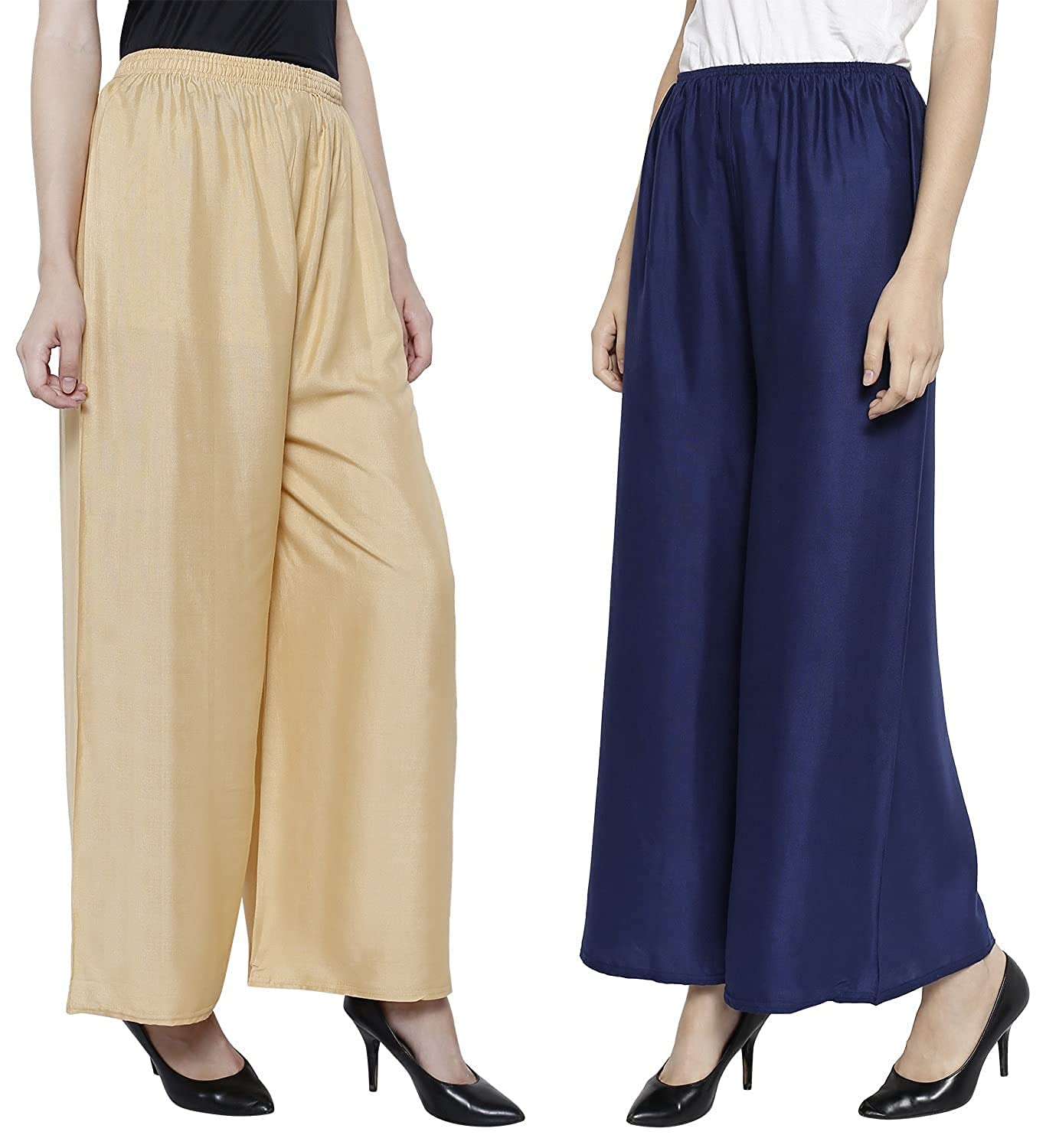 KGN FASHIONWomen's and Girls Cotton Reyon Regular Fit Palazzo Pants/Trouser - Combo Pack of 2