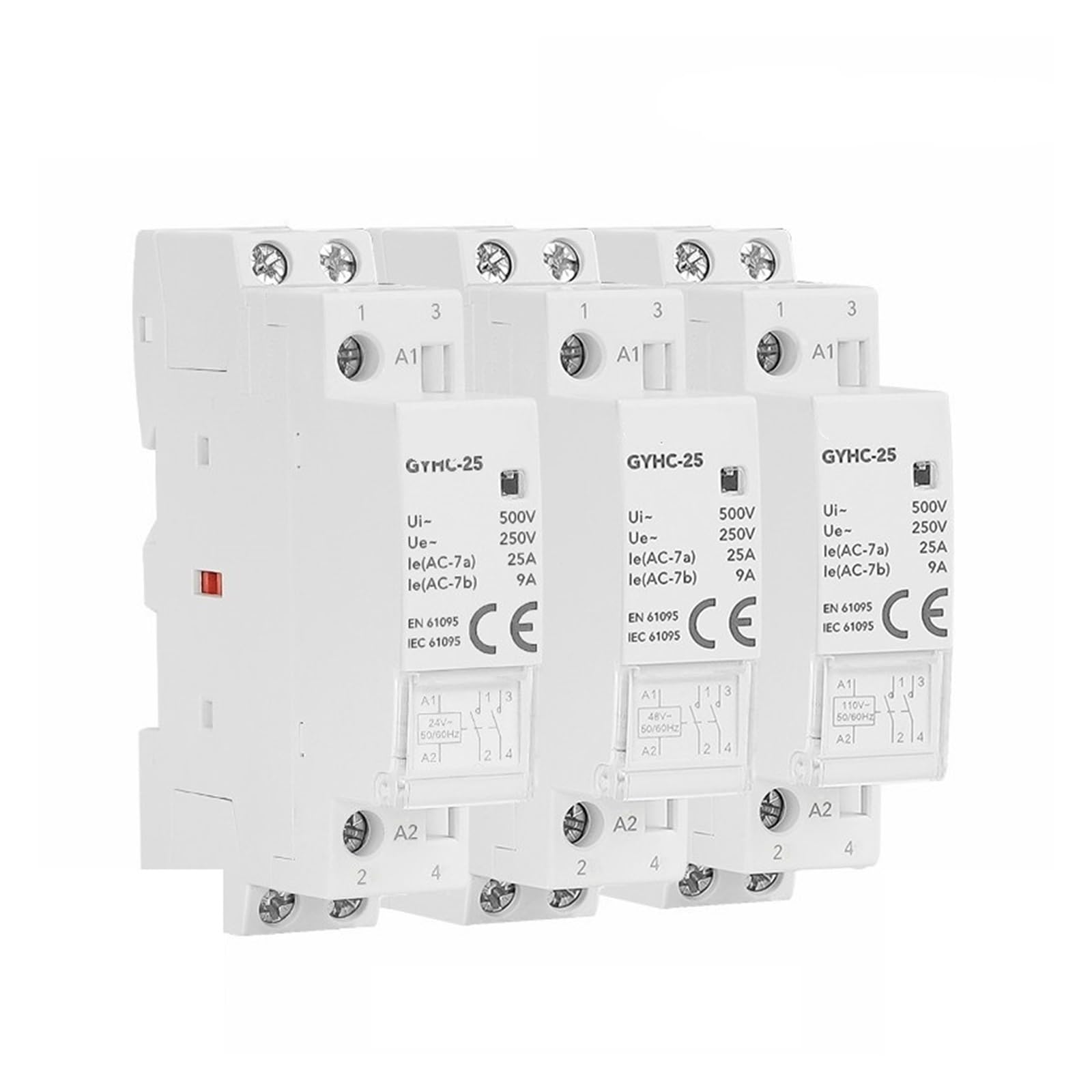 JCLPJBYJI Rail-Type Household contactor AC24V 48V 110V 220V 2P 25A 2NC 2NO 1NO1NC 50/60Hz