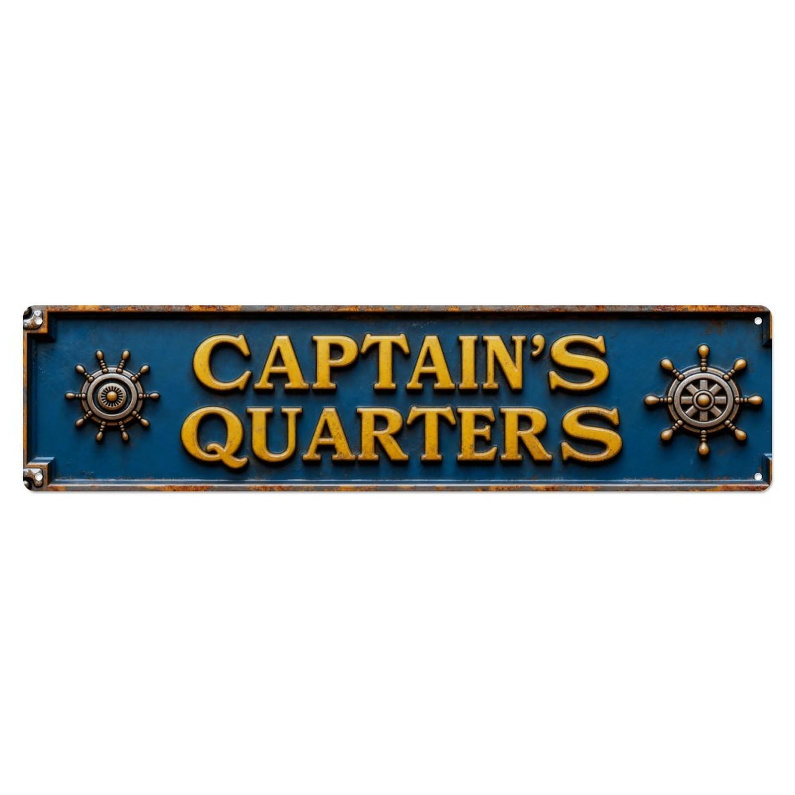 Captain's Quarters Logo Design Pattern Metal Tin Sign Plaque