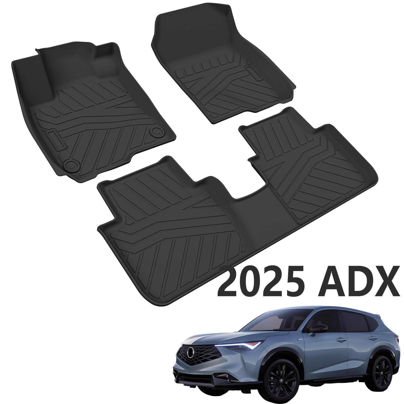 Snapklik.com : Floor Mats For 2025 Acura ADX/Honda HRV-Black 2 Rows TPE ...