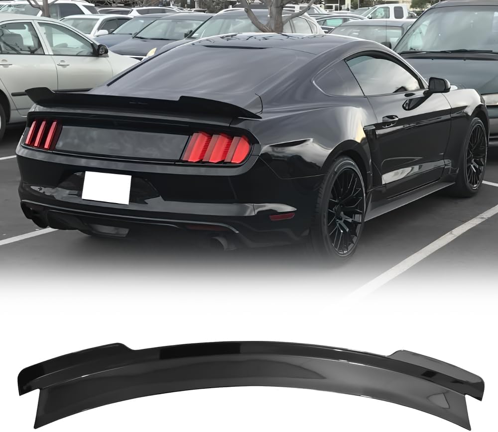 Trunk Spoiler Compatible with 2015-2023 Ford Mustang Coupe & Convertible, ABS Gloss Black MD Style Rear Trunk Tail Lid Racing Spoiler Wing