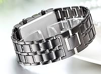 Vista 3 de Gosasa Reloj de acero inoxidable estilo lava para hombre, reloj digital LED rojo, azul, negro, reloj de pulsera