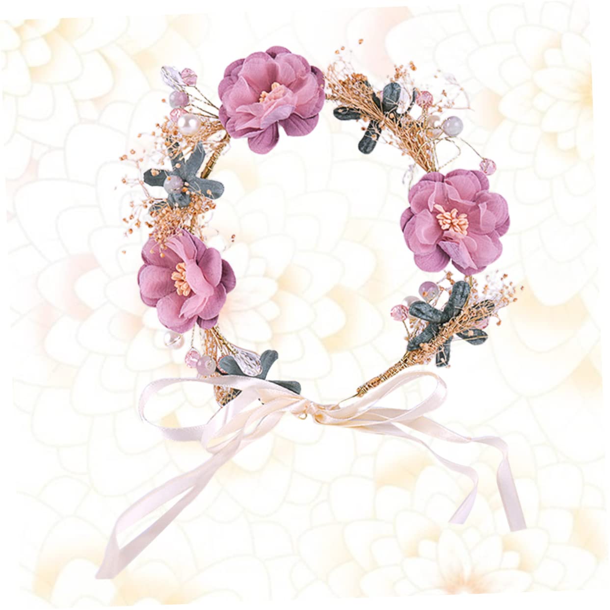 Bandeau à Fleurs Rose en Plastique pour Coiffure Élégante