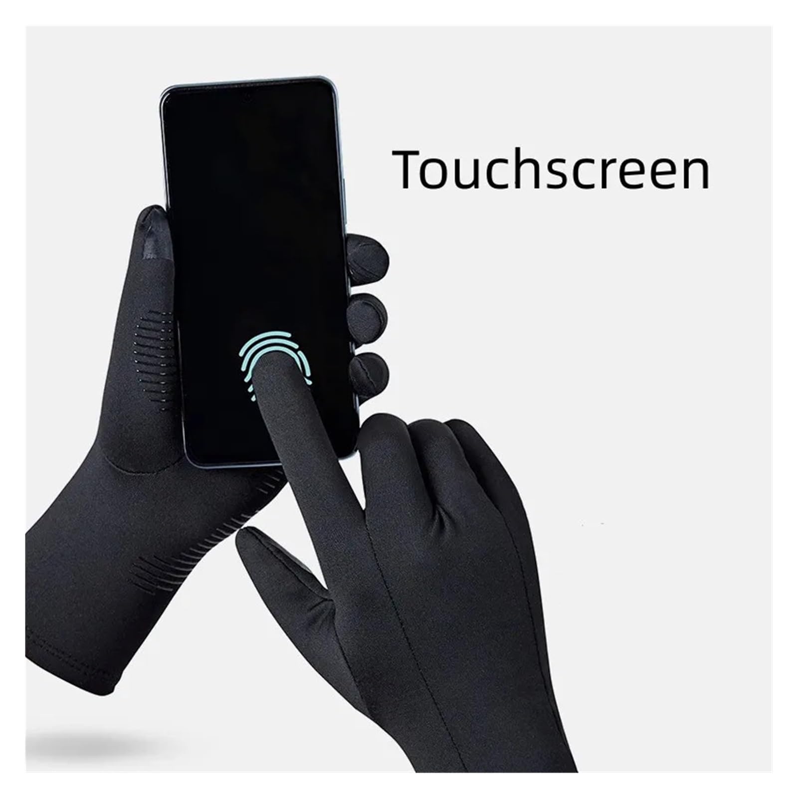 Guantes de esquí con forro negro interior delgado para pantalla táctil, utilidad, fiesta, ultraligeros, deportes, dedos completos, accesorios de snowboard
