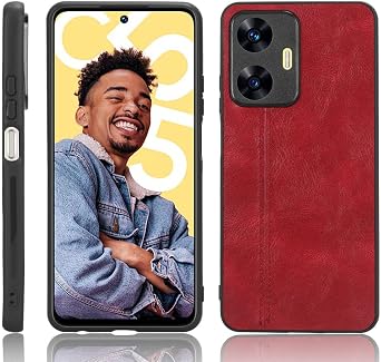 Case for Oppo Realme C55 Case Cover,Retro PU Leather Ultra Slim Shockproof Case for Oppo Realme C55 4G RMX3710 Case Red