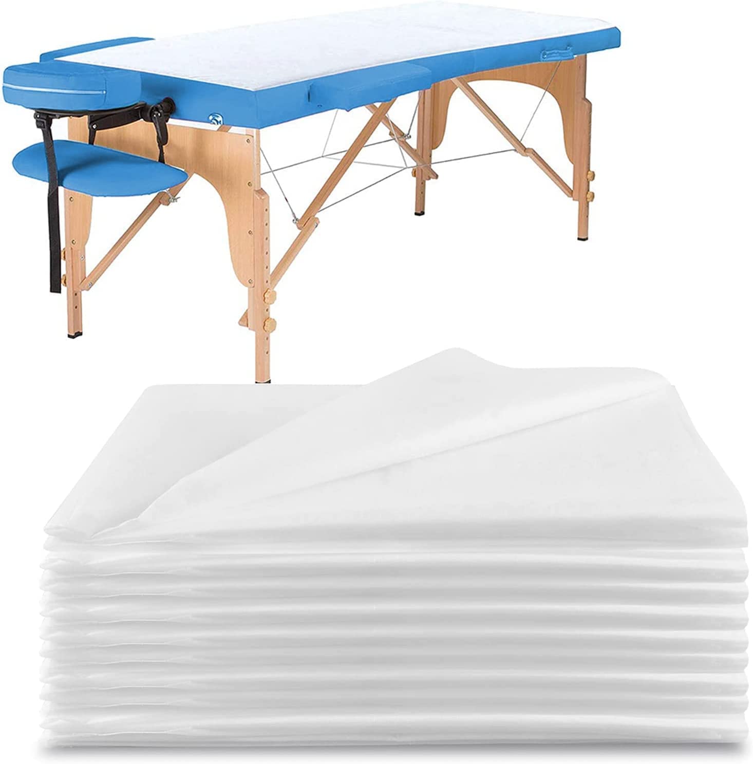 Disposable Bedsheet 30 GSM – Non-Woven White Massage Table Sheets for Spa, Salon, Travel, Therapy, Hospital & Clinic – 32"x72" (Pack of 20)