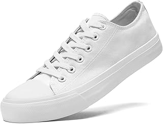rosyclo Womens Canvas Shoes Mens Platform Sneakers Low Top Lace Up Canvas Sneakers White Black Classic Tennis Casual Walki...